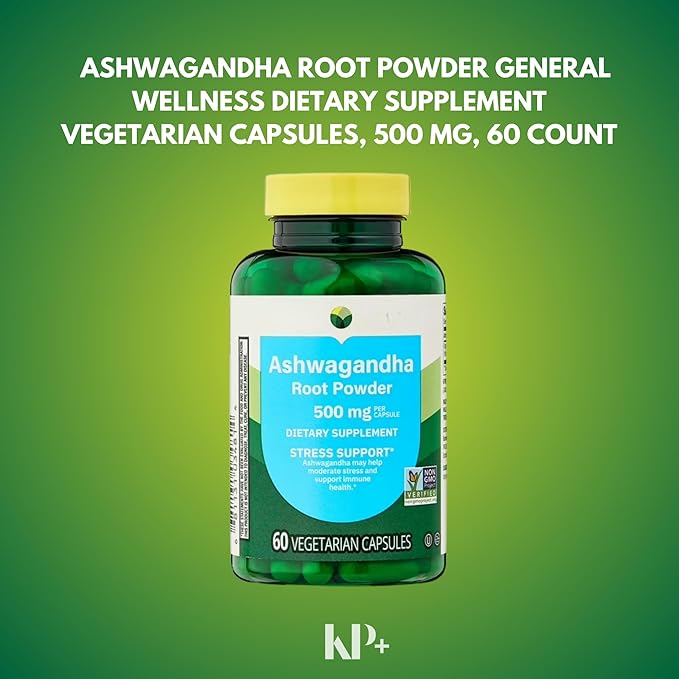 KP+ Ashwagandha Root Powder 500 mg | General Wellness | May Help Moderate Stress &amp Support Immune Health | Dietary Supplement | 60 Vegetarian Capsules | Pack of 2