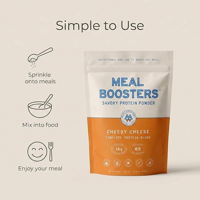Meal Boosters Savory Protein Powder Supplement | 15–20g Complete Protein Meal Enhancer for Cooking &amp Prep | Collagen Peptides for Gut Joint &amp Support | Keto Friendly Gluten Free (Cheesy Chee
