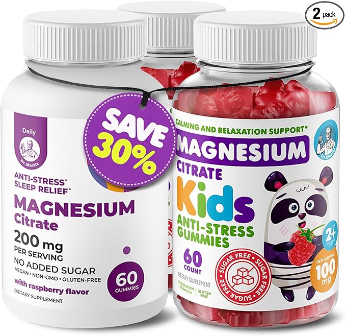 Kids Magnesium 120 count and Magnesium 60 count Gummies Sugar-Free - Calm Magnesium Gummies Supplement for Children Sugar-Free Magnesium Calm Chews for Kids &amp Adults