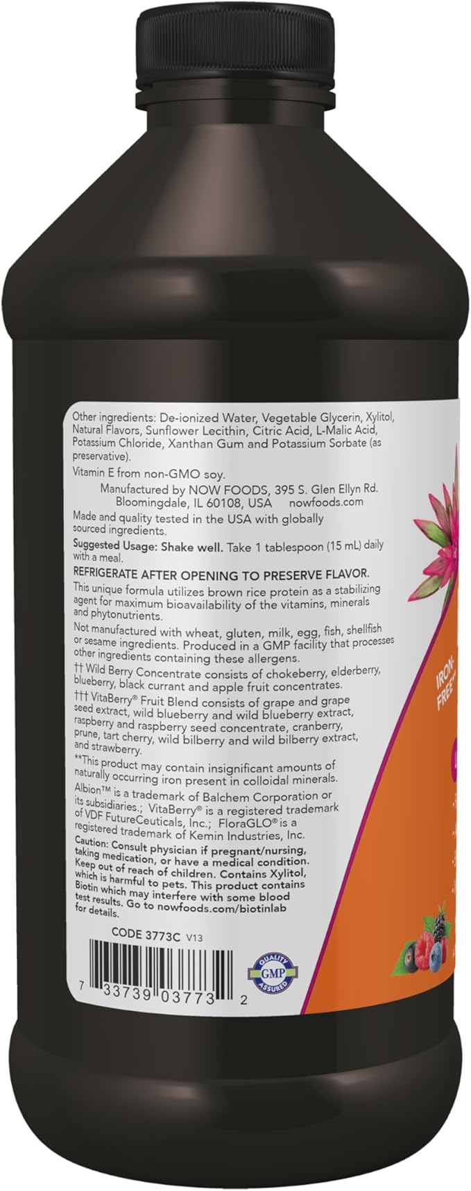NOW Foods Supplements Liquid Multi Fast Absorption Liquid Vitamin &amp Mineral Wild Berry Flavor 16-Ounce