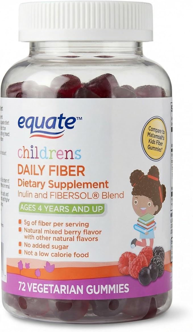 Fiber Gummies Kids Kids Gummies with Inulin &amp Soluble Blend No Added Sugar Mixed Berry Flavor 72 Count