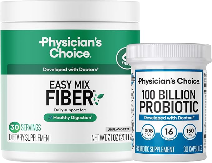Physician's Choice 100 Billion Probiotic 30 Count + Easy Mix Fiber Bundle