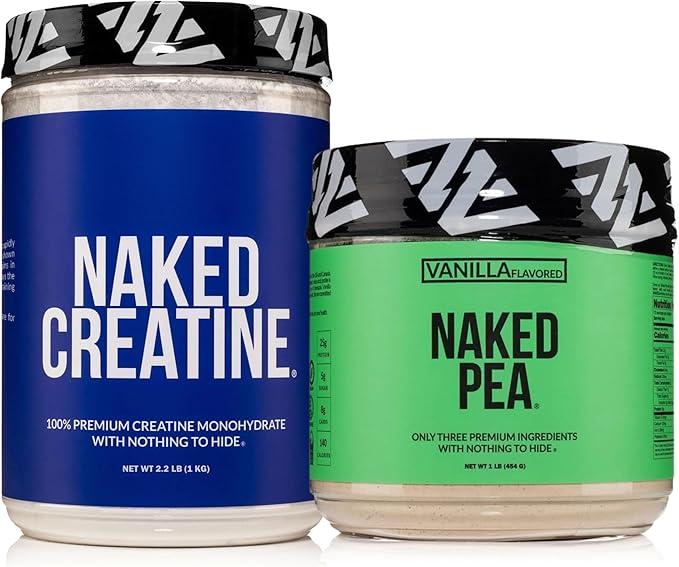 NAKED Vanilla Pea Protein Isolate 1LB Pure Micronized Creatine Monohydrate 1000g (200 Servings) – Vegan Bulk Non-GMO Gluten Free Soy Free