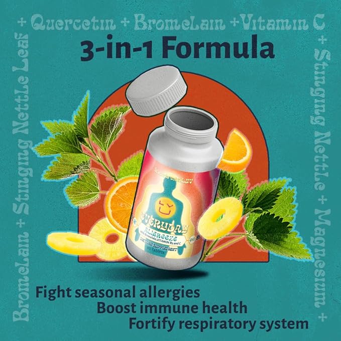 LUV Everyday Allergeze™- Supports Allergy Wellness &amp Sinus Health Featuring Quercetin and Stinging Nettle with Bromelain Crafted for Seasonal Well-Being cGMP Certified Made in USA Vegan - 90 Tab