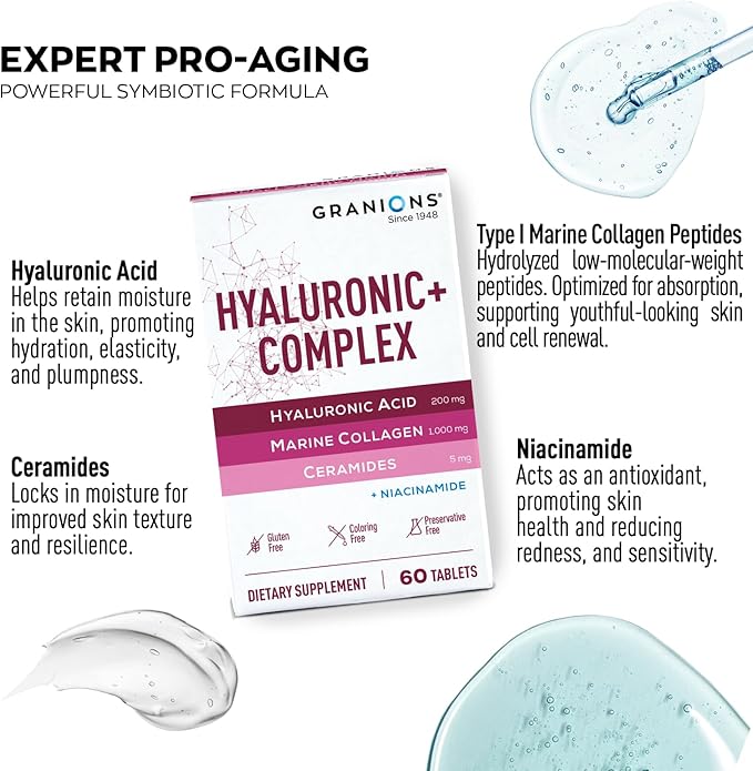 Granions Collagen Complex Calcium Magnesium and Collagen Hyaluronic Complex Wellness &amp Beauty Bundle