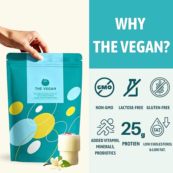 THE VEGAN Protein Powder | Vanilla Plant Based Protein | Non-GMO Soy Isolate with Probiotics | Dairy-Free | Low FODMAP | Low Cholesterol | 1kg