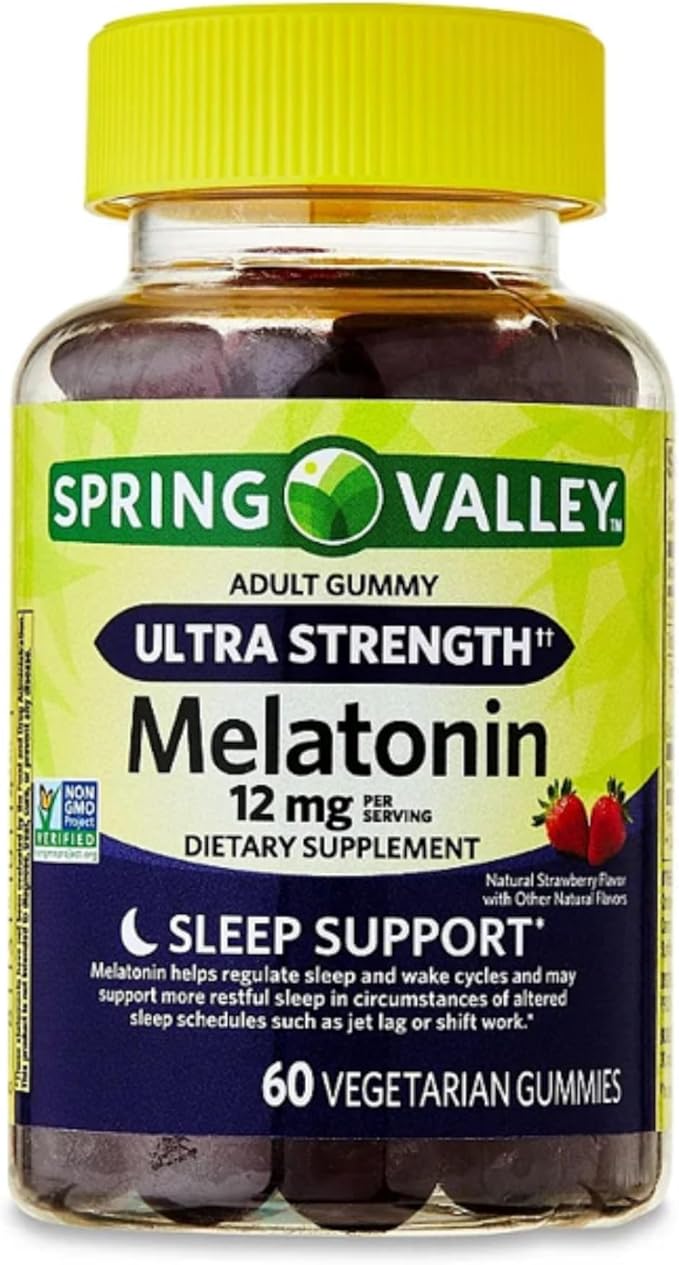 Melatonin Ultra Strength 12mg – 60 Gummies Melatonin Gummies for Adults Strawberry Flavor Melatonin Supplement Gomitas para Dormir Vegetarian and Gluten Free Sleep Gummies (Pack of 1)
