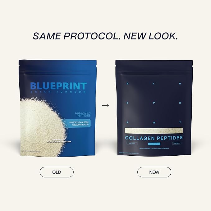Blueprint Bryan Johnson Hydrolyzed Collagen Peptides Powder – Type I II &amp III Collagen for Women &amp Men – Unflavored Protein Supplement for Hair Skin Nails Joints &amp Cartilage – 20g – 30