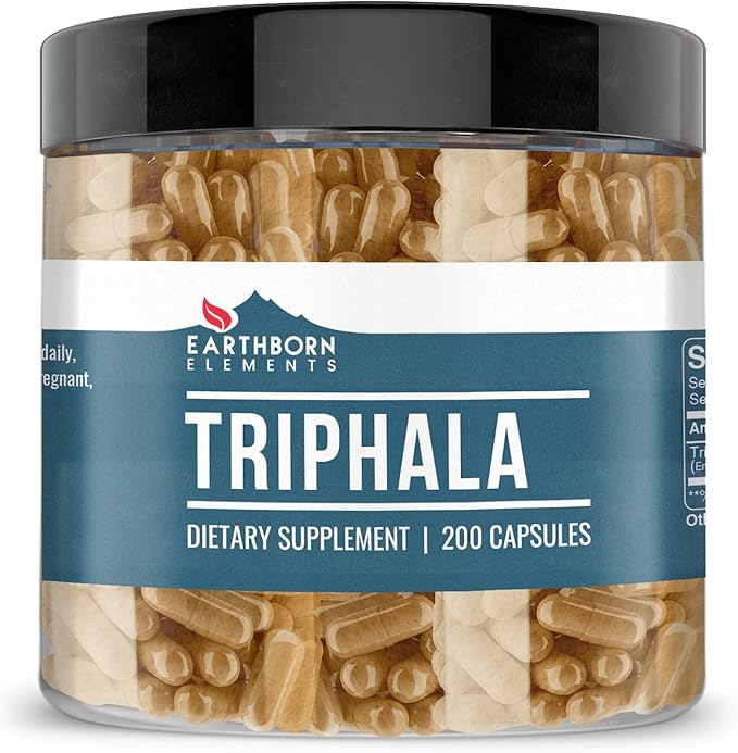 Earthborn Elements Ceylon Cinnamon Turmeric Curcumin &amp Triphala Capsule Bundle (200 Capsules Each) Pure &amp Undiluted No Additives