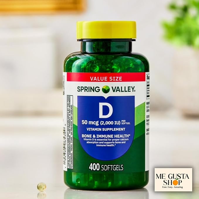 Spring Valley Vitamin D Supplement Softgels 50 Mcg (2000 IU) 400 Count + Me Gusta Sticker