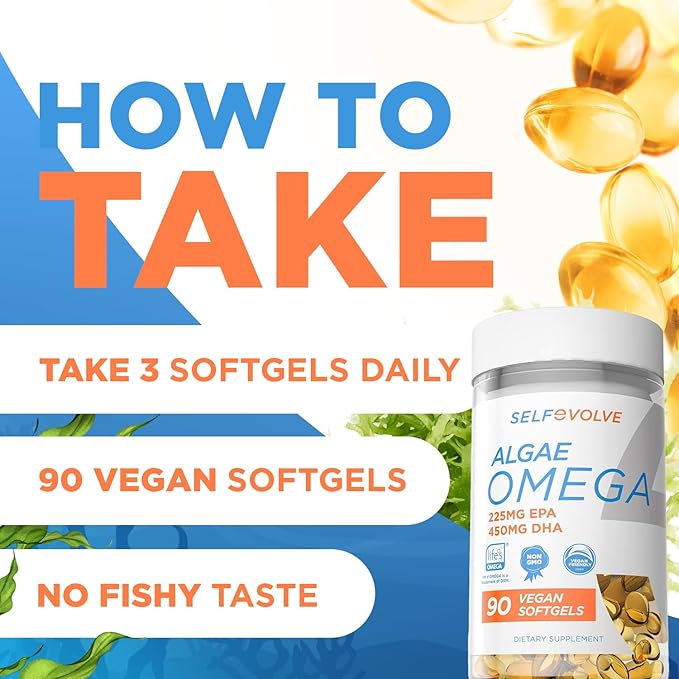Algae Omega 3 1500mg - Vegan Supplement with Patented Life's Omega 3 - High Dose EPA &amp DHA - Better Than Fish Oil - Supports Heart Brain Joint Health - 90 Vegan Softgels