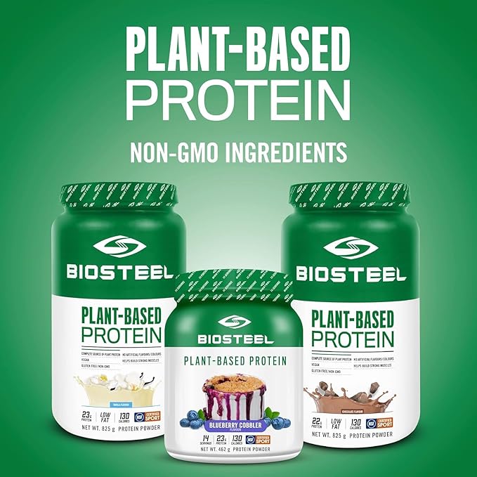 BIOSTEEL Elite Plant-Based Recovery Vegan Protein with Brown Rice Protein Pea Protein and Hemp Protein Chocolate Flavor 14 Servings Gluten-Free
