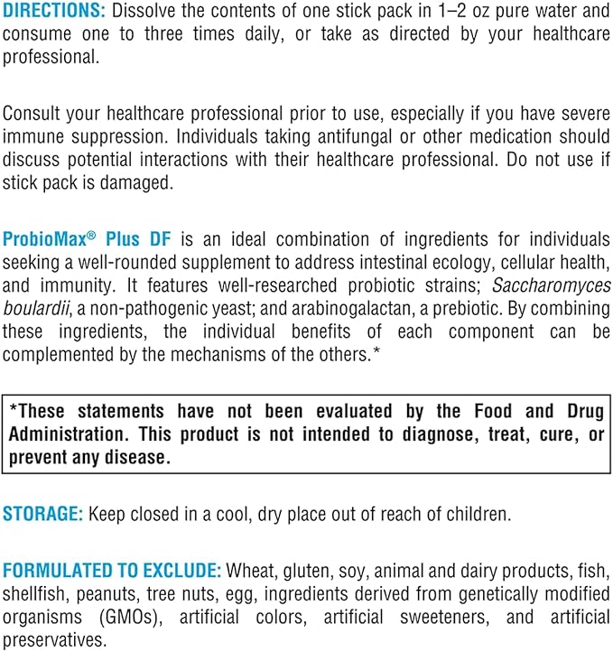 XYMOGEN ProbioMax Plus 40B - 40 Billion CFU Probiotic Powder for Digestive Health Support* - Saccharomyces boulardii - Vegetarian Non-GMO &amp Gluten-Free - 30 Stick Packs