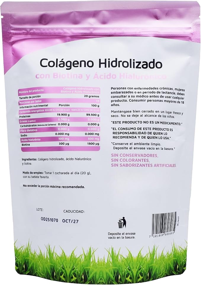 Vidanat Pure Hydrolyzed Collagen with Biotin &amp Hyaluronic Acid – Supports Skin Hair Nails &amp Joint Health – High-Absorption Protein Powder – 300g (Pack of 1) – 15 Servings per Bag