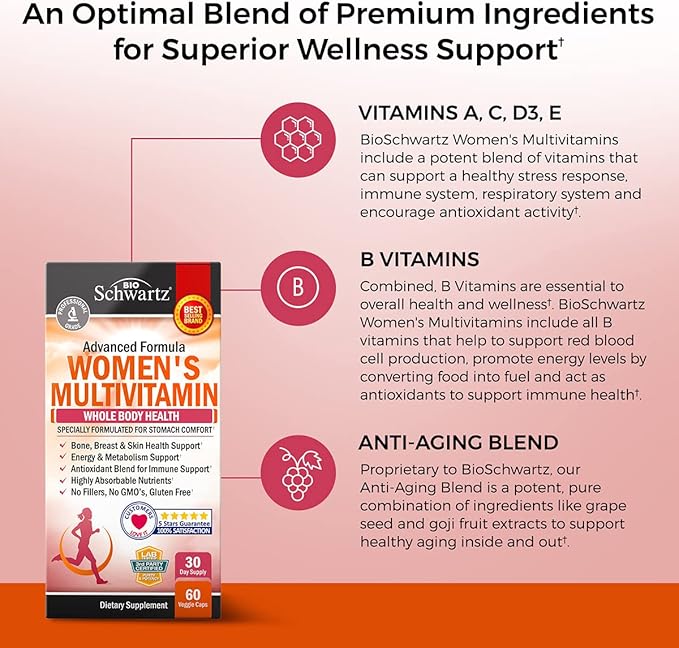 Daily Multivitamin for Women Capsules (1 Month Supply) Plus Triple Strength Omega 3 Fish Oil Softgels (2 Month Supply)
