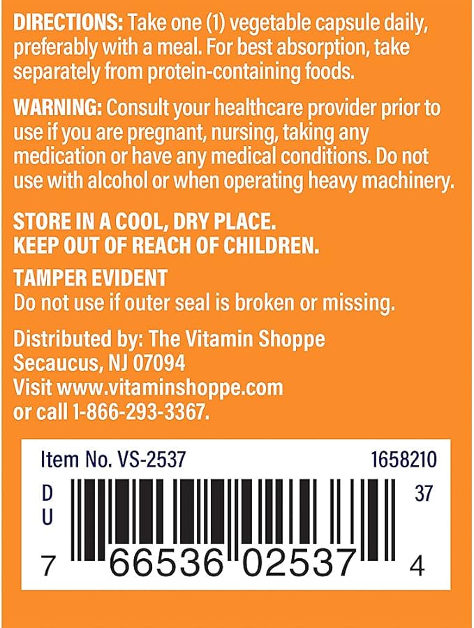 The Vitamin Shoppe L-Tryptophan 500MG Supports Relaxation Positive Mood &amp Sleep (60 Veggie Capsules)