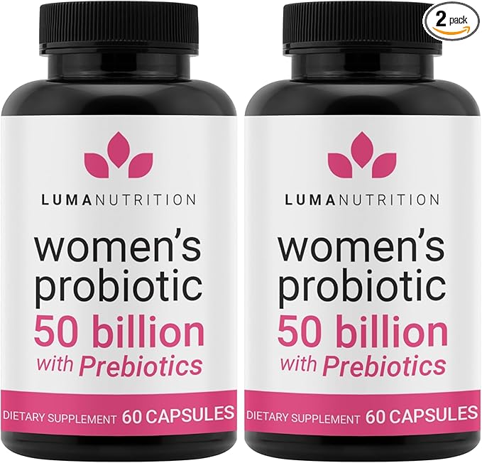 Luma Nutrition Probiotics for Women with Prebiotics - 50 Billion CFU - Formulated for Digestive Immune &amp Feminine Support - 60 Capsules (Pack of 2)