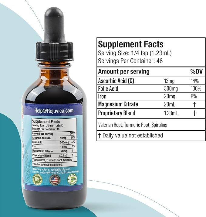 Restavin - Advanced Leg Support Supplement - Liquid Delivery for Better Absorption - Vitamin C Iron Valerian Turmeric Magnesium &amp More!