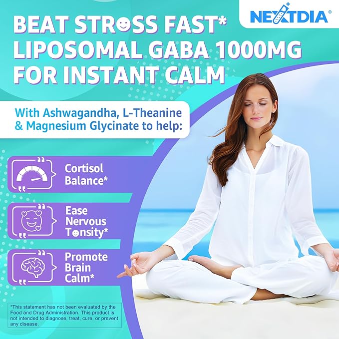 GABA Gummies 1000mg - Liposomal Calm Mood Gummies with L-Theanine Magnesium Glycinate Ashwagandha 5htp Inositol Melatonin-Free for Zzz Better GABA Supplements for Adult Sugar-Free 60Cts