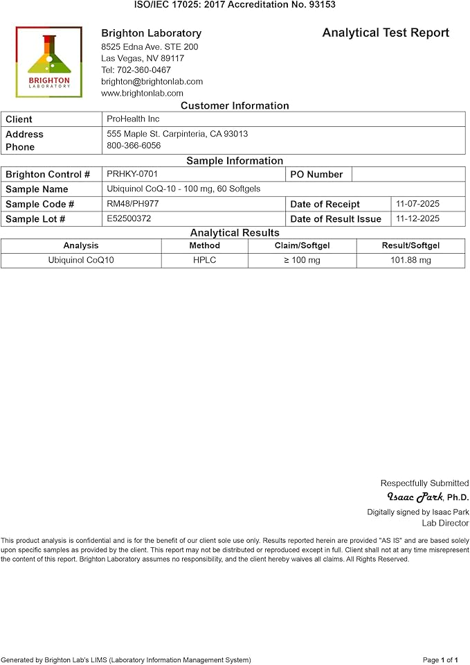 ProHealth Ubiquinol CoQ-10 (100 mg - 60 softgels) (Pack of 2)