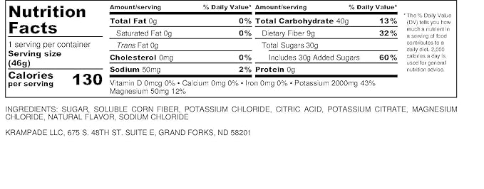 Krampade High Fiber High Potassium Electrolyte Powder Lemon Lime 9g Dietary Fiber 3950mg Electrolytes 2000mg Potassium 50mg Magnesium Digestive Health Support Leg Cramp Relief 16 Packets
