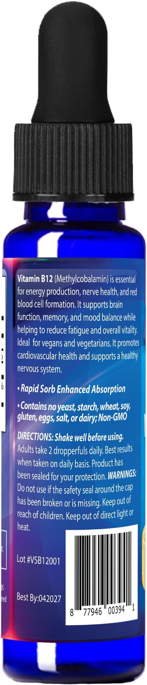 Dr's Advantage Liquid Vitamin B12 Dropper 2oz - B12 Sublingual Methylcobalamin Supplement for Energy and Metabolism Support - Easy-to-Use Liquid Formula for Enhanced Absorption