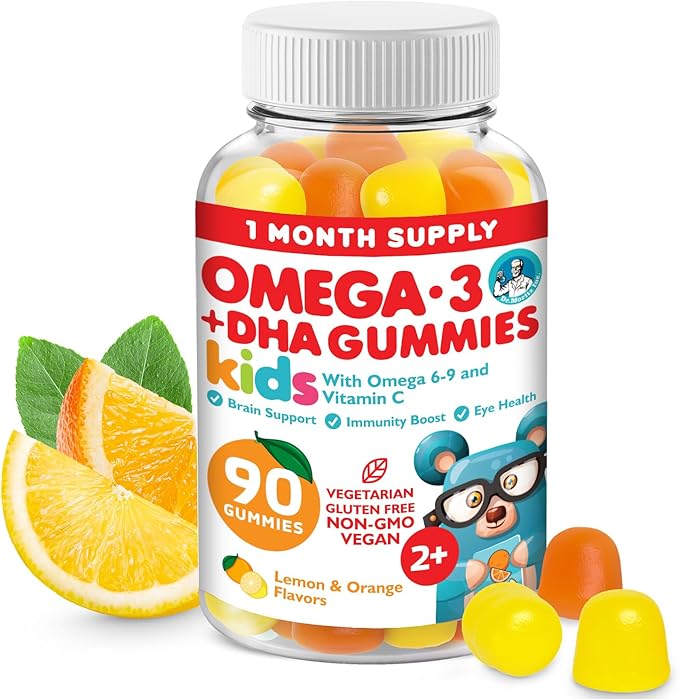 DR. MORITZ Vegan Omega 3 Gummies for Kids and Toddlers (90 Count) Omega 3 Kids Gummies for Brain and Heart Health No Fish Oil and Gluten Free