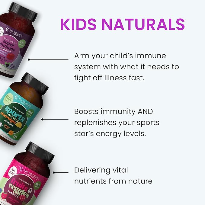 The Wellness Company Kids Naturals Fruits &amp Veggie Gummies – Daily Nutrition Support | 120ct (2 Month Supply)