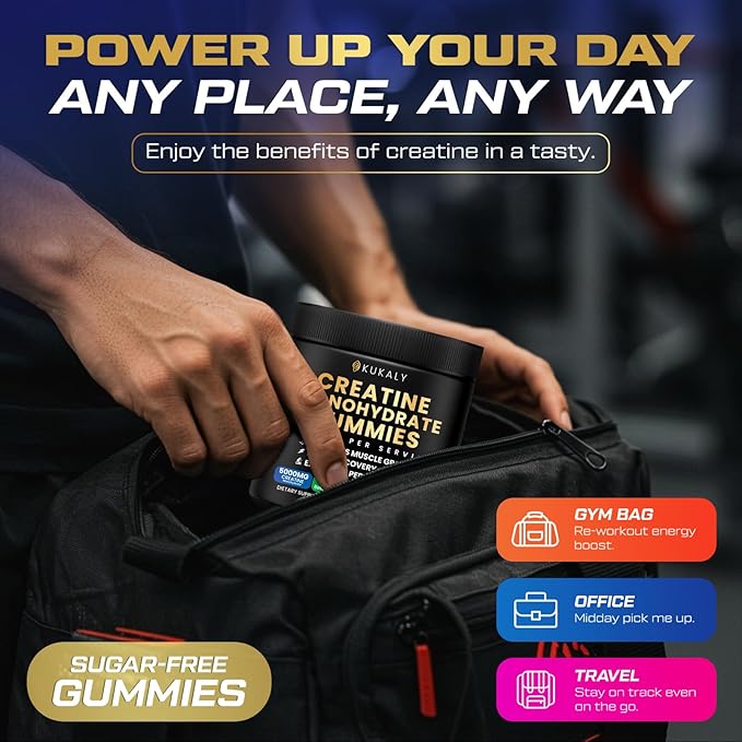 Creatine Monohydrate Gummies for Men &amp Women 9000MG Creatine Gummies Sugar Free with L-Taurine BCAA 2:1 B12 B6 for Boost Strength Focus &amp Endurance Vegan Non-GMO Blueberry 120*2 Bottle