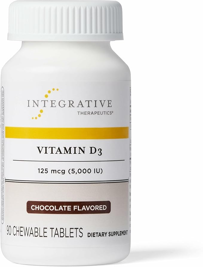 Integrative Therapeutics Vitamin D3 125 mcg - Vitamin D Supplement for Bone Health &amp Immune Support* - Gluten-Free &amp Dairy-Free - Chocolate Flavored 90 Chewable Tablets (90 Servings)