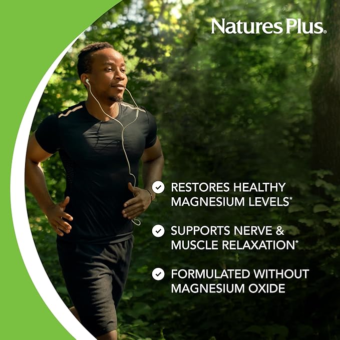 NaturesPlus KalmAssure Magnesium Bisglycinate - 180 Capsules - Supports Nerve &amp Muscle Relaxation - Formulated Without Magnesium Oxide - 60 Servings