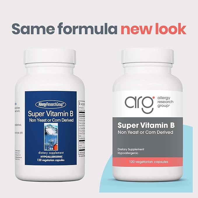 Allergy Research Group Super Vitamin B Supplement - B Vitamin Complex for Men &amp Women with Vitamin B12 and B6 Vegetarian Capsules - 120 Count