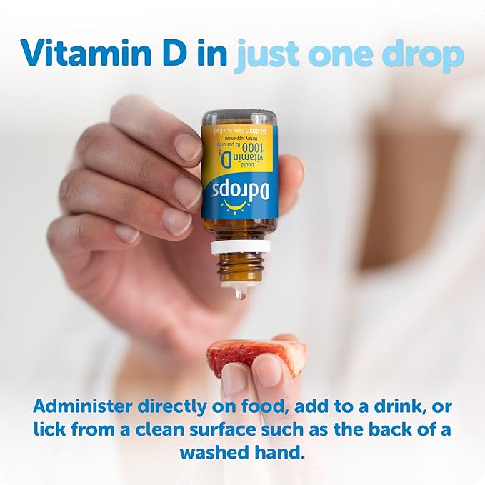 Ddrops Adults 1000IU 365 Drops - Liquid Vitamin D3 Supplement Supporting Strong Bones &amp Immune System