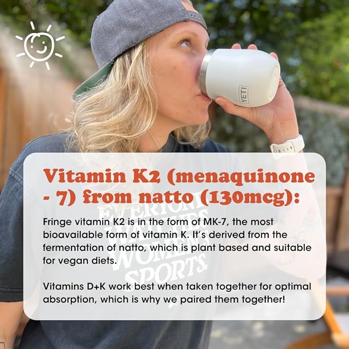 Fringe Vitamin D3 and K2 Mix Powder Water Soluble Bio-Available D3 from Algae Vitamin K2 MK-7 from Natto Vegan Unflavored (30 Servings Vitamin D &amp K Mix)