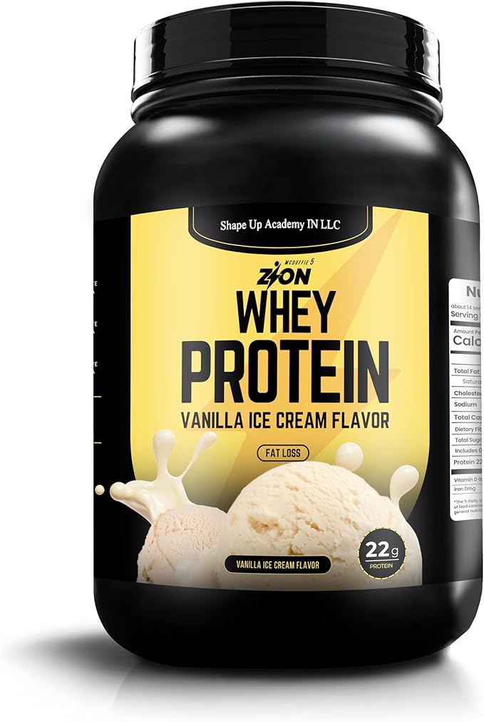 Zion WHEY Protein Powder Vanilla Ice Cream 1Pound High Impact 100% Pure Whey by McDuffie 5. Perfect for Muscle Recovery Strength &amp Weight Loss