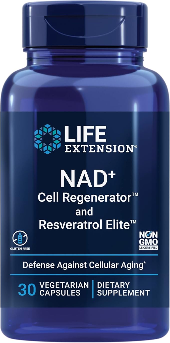 Life Extension NAD+ Cell Regenerator and Resveratrol Elite NIAGEN nicotinamide riboside &amp Curcumin Elite Turmeric Extract promotes a healthy inflammatory response