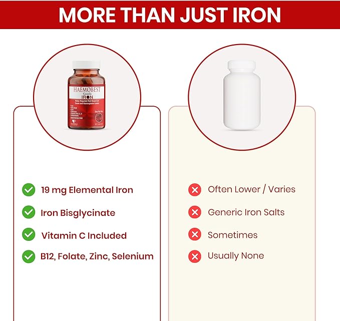 HealthBest High Potency Gentle Iron Capsules 19mg |Slow Release Iron for Faster Absorption Non-Constipating| Vitamin C B12 Folate Zinc &amp Selenium for Anemia Hemoglobin &amp Immune Support |60