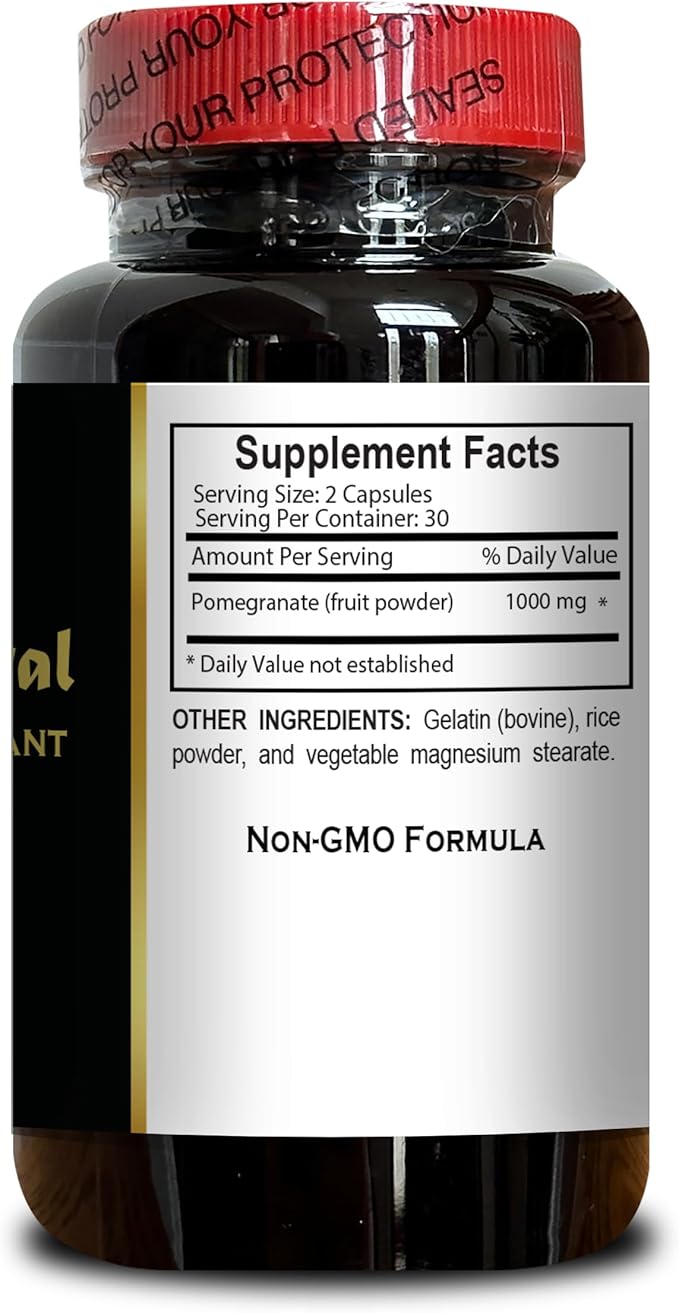 Pomegranate Extract Capsules Daily Herbal Antioxidant Supplement for Wellness and Balance Plant-Based Vegan Non-GMO - 2 Bottles 120 Capsules