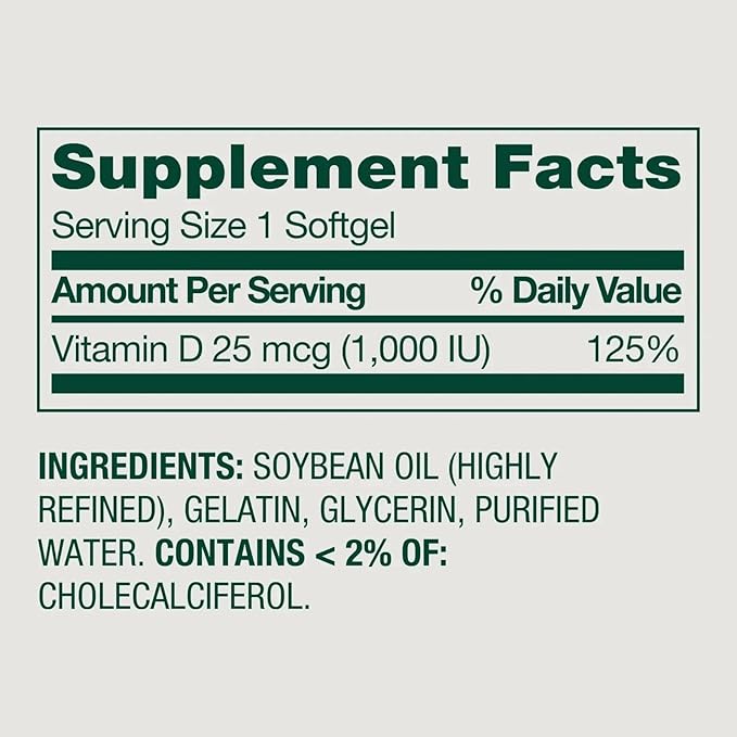Spring Valley Vitamin D3 1000 IU Softgels Bone &amp Immune Health Support 450 Count