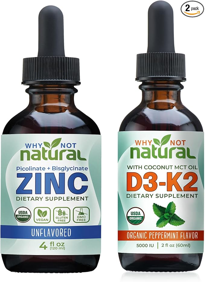 Organic Liquid Zinc and Vitamin D3K2 Drops