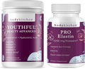 Body Kitchen Youthful Beauty Advanced Collagen Peptides Powder and Resveratrol and Hyaluronic Acid 10oz and Pro-Elastin Count of 60