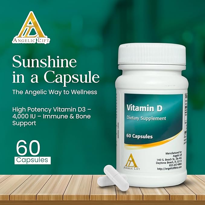 Vitamin D3 – 60 Capsules – 100 mcg (4000 IU) – High Potency Vitamin D Supplement for Immune Bone &amp Mood Support – Non-GMO