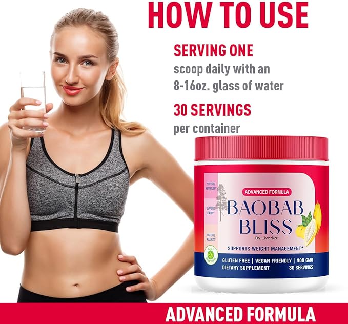LIVORKA Baobab Bliss All Natural Fiber Organic Fruit Powder Supplement 60 Servings for 2 Months (Pack of 2)