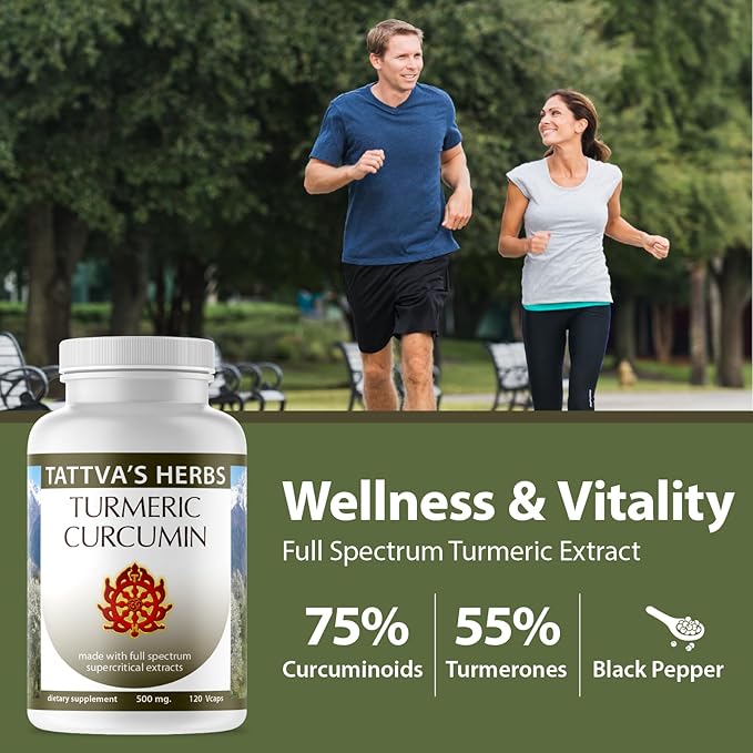 Tattva's Herbs Turmeric Curcumin with Black Pepper Supplement Turmeric Capsules Antioxidant Support 2 Pack 240 Count from