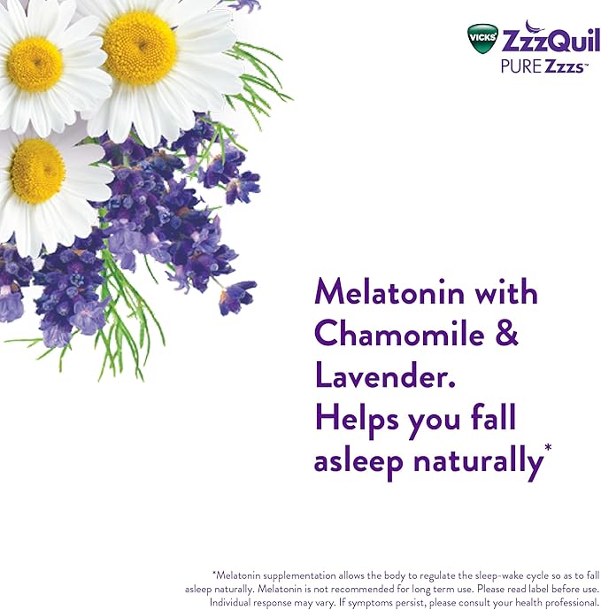 ZzzQuil Pure Zzzs Melatonin Sleep Aid Gummies with Lavender Valerian Root and Chamomile Natural Wildberry Vanilla Flavor Non-Habit Forming Drug-Free 24 Gummies (Pack of 4)