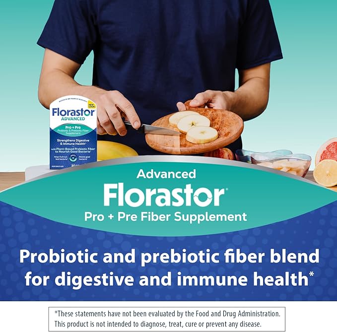 Florastor Select Pro+Pre Daily Probiotic and Prebiotic Supplement for Women and Men Boosts Good Bacteria Saccharomyces Boulardii CNCM I-745 (30 Capsules) (Pack of 1)