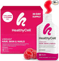 Healthycell Vibrant Hair Skin &amp Nails Daily Liquid Supplement - Beauty Supplements with Hydrating Nutrients &amp Essential Vitamins - Collagen Biotin &amp Hyaluronic Acid - 30 Gel Packs