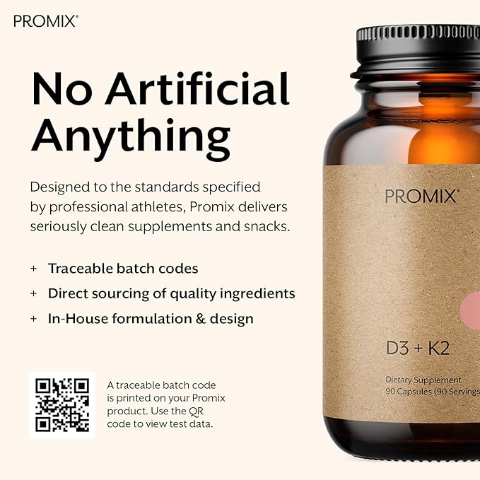 ProMix Nutrition Vitamin D3 K2 5000iu Supplement | MK4 &amp MK7 | Soy &amp Gluten Free - 90 Count Capsule