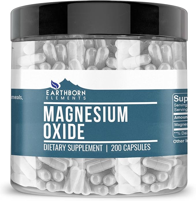Earthborn Elements Magnesium Oxide and Hops Bundle 200 Capsules Each Pure &amp Undiluted No Additives