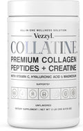 Collatine - Premium Collagen Peptides + Creatine with Vitamin C Hyaluronic Acid and Magnesium for Skin Hair Nails Bone &amp Joint Muscle Immune and Cognitive Aid (1.1 LB (500 G/17.6 OZ)
